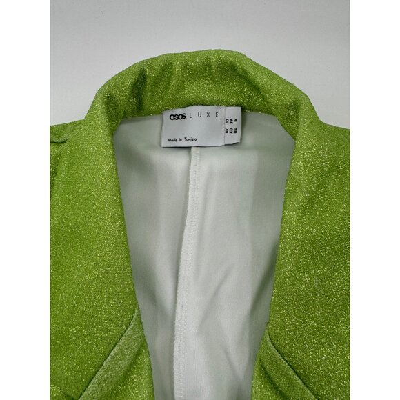 NWT - ASOS Luxe Green Shimmer Blazer Jacket  Size M - Picture 3 of 11